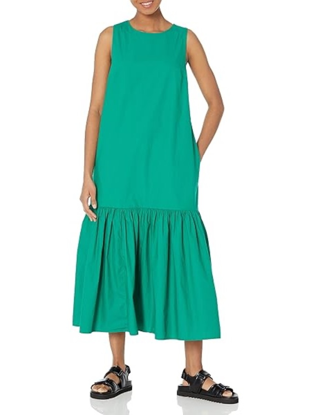 The Drop Ilana Sleeveless Ultramarine Green Maxi Dress